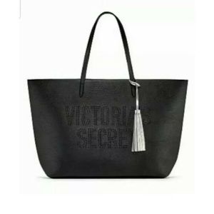 Victoria's Secret || Limited Edition Laser Cut Tote Black with Silver Tassel